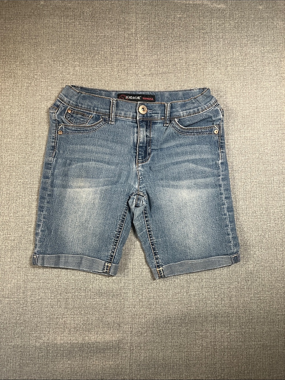 Jordache Light Blue Rolled Cuff Denim Bermuda Shorts, Juniors size 12
